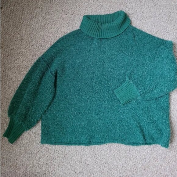 Free People Mili Oversized High Neck Green Sweater size XL - Picture 7 of 9